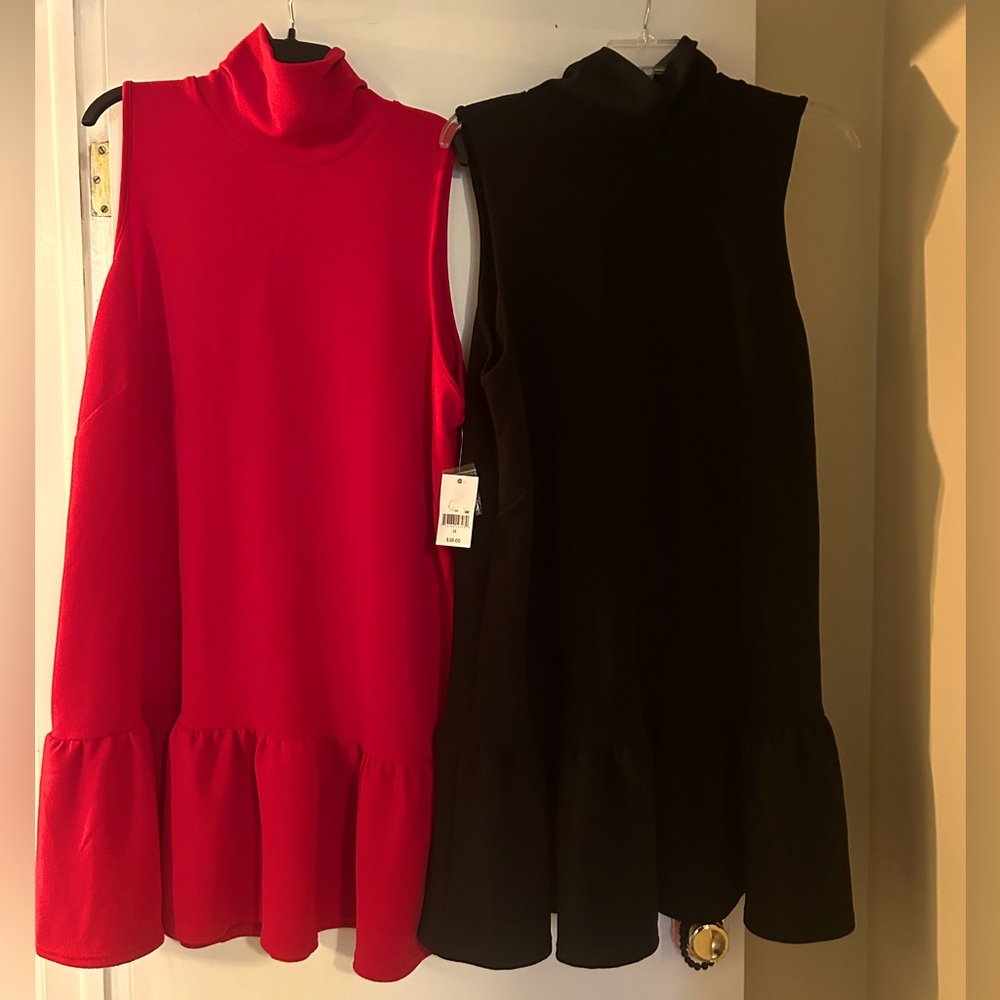 Ophelia Rose 1X - black & red sleeveless turtleneck dresses 2 for $25 or $15/ea